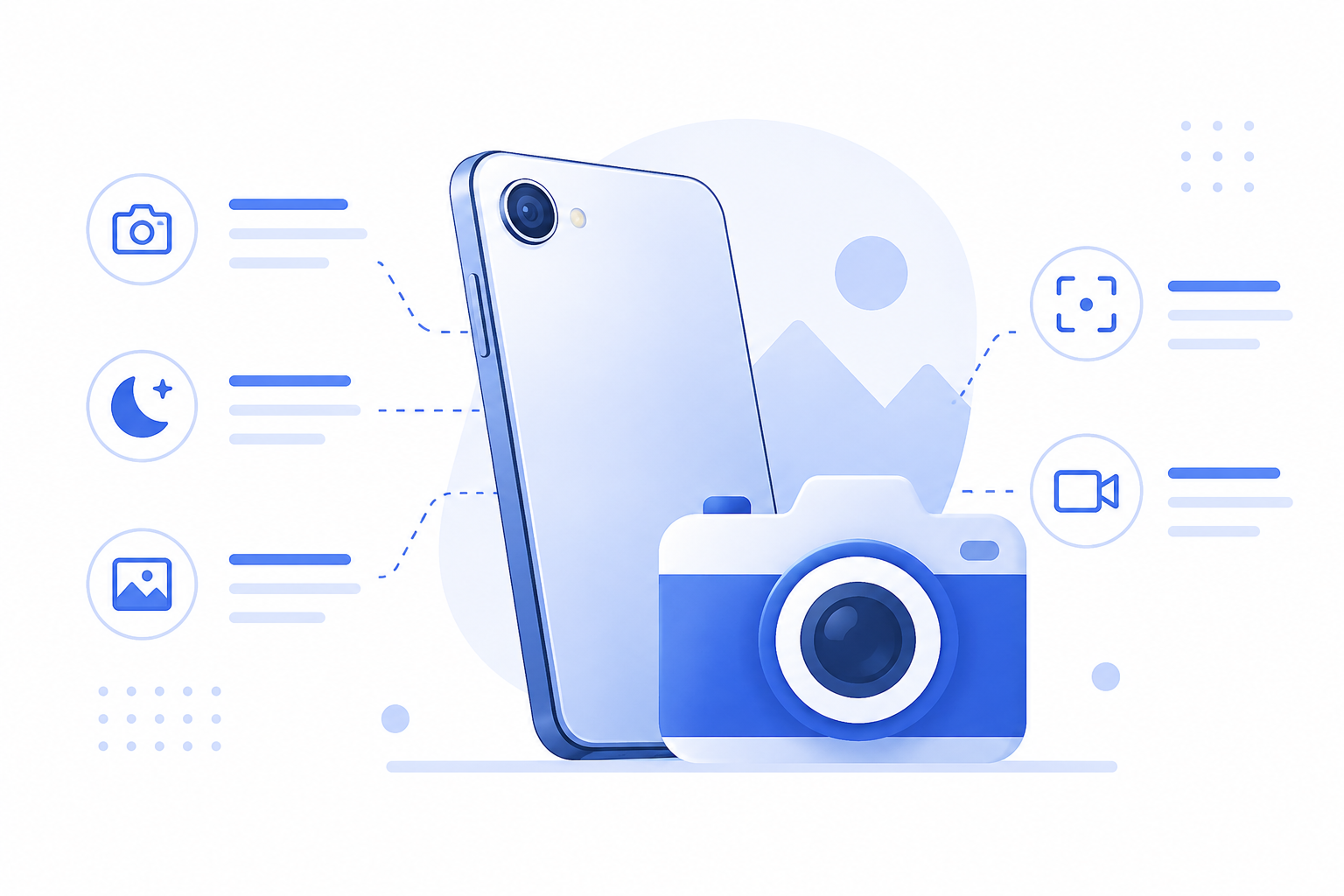 Telefoon met camera en camerafuncties voor foto's en video's